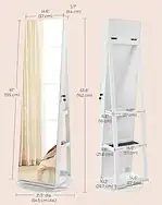 SONGMICS 6 LEDs Lockable Mirror Jewelry Cabinet, 360° Swivel Jewelry Organizer - Image 2