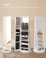 SONGMICS 6 LEDs Lockable Mirror Jewelry Cabinet, 360° Swivel Jewelry Organizer - Image 6