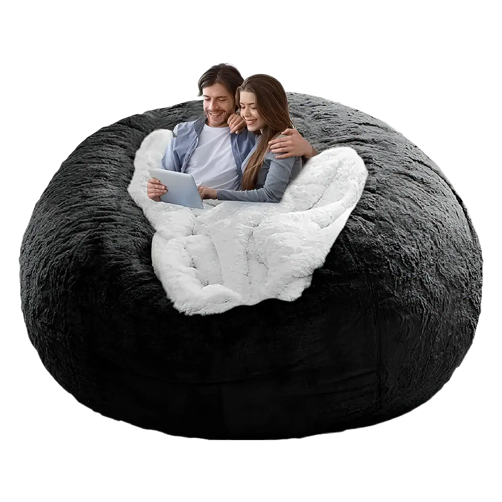 ec4b3f26-c13d-4678-8312-265b25286ccb Bean Bag Chair Cover, Big Round Lazy Sofa Bed Cover for Adults (No Filler) - Image 1